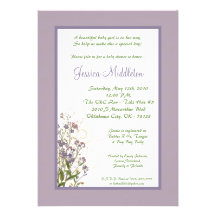 5x7 Purple Iris Flower Baby Shower Invitation