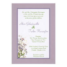 5x7 Purple Iris Flower Linen Wedding Invitation