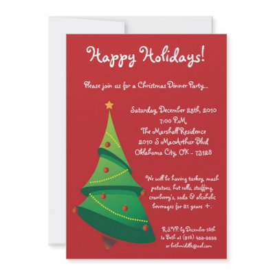 5x7 Red XMAS Tree Christmas Party Invitation by thepapergenius