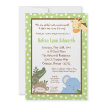 5x7 Safari Jungle ZooAnimal Baby Shower Invitation