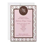 5x7 Trendy dot Pink, Mauve & Brown Baby Shower
