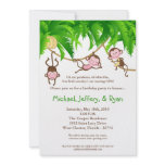 5x7 TRIPLET Monkey Jungl Birthday Party Invitation