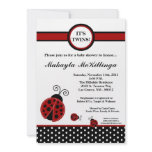 5x7 TWINS Red Lady Bug Baby Shower Invitation