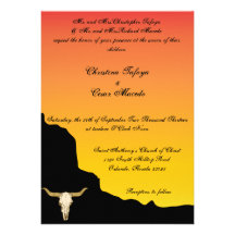 5x7 Wedding Invitation Desert Mountain Sunset Red