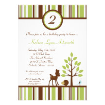 5x7 Woodland Forest Deer Birthday Party Invitation