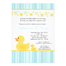 5x7 Yellow Rubber Ducky Baby Shower Invitation
