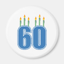 60 Birthday Candles (Blue / Green) Magnet