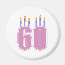 60 Birthday Candles (Pink / Purple) Fridge Magnet