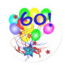 60! Or Any Age Birthday Balloons Round Stickers