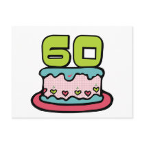 60 Year Old Birthday Cake Postcard