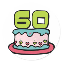 60 Year Old Birthday Cake Sticker