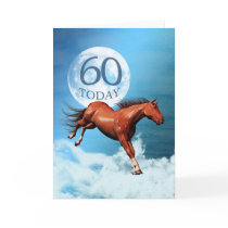 60 years old birthday card with spirit horse