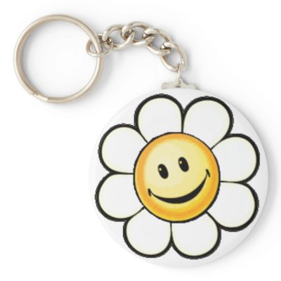 60's Flower Power Smiley Key Chain by JuJuGarden