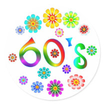 60s Love Round Sticker