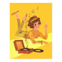 60's Music Girl Postcard