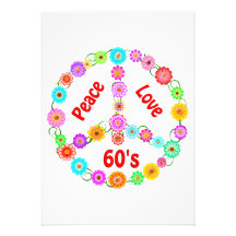 60s Peace Love Personalised Announcement