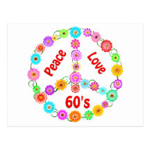 60s Peace Love Postcard