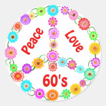 60s Peace Love Round Sticker