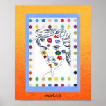 60s Peter Max style Tattoo face 1 Poster