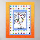 60s Peter Max style Tattoo face 2 Poster