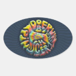 60's Tie-Dye Doberman Oval Sticker