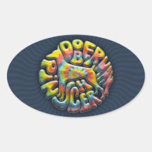 60's Tie-Dye Doberman Oval Sticker