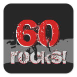 60th Birthday - 60 Rocks! Grunge Red and Black Stickers