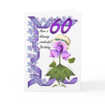 60th Birthday Card with Moonies cute bloomers,