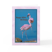 60th Birthday Card with Pink Flamingo
