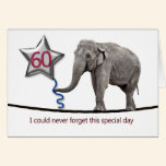 60th Birthday card with tightrope walking elephant cards