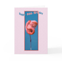 60th Birthday Card with Twisted Pink Flamingo