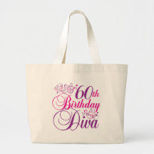 60th Birthday Diva Canvas Bags