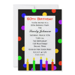 60th Birthday Party Invitation -- Candles and Dots