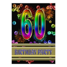 60th Birthday party Invitation with bubbles