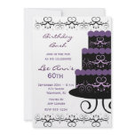 60th Birthday Party Invitations In Purple Swirl