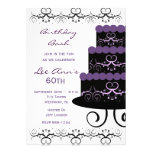 60th Birthday Party Invitations In Purple Swirl invitations