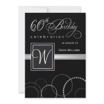 60th Birthday Party Invitations - with Monogram
