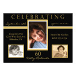 60th Birthday Party Tri Photo Invitations invitations