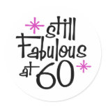 60th Birthday Round Sticker