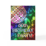 60th birthday with disco ball and rainbow of stars greeting card
