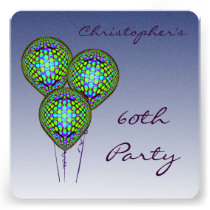 60th Blue Balloon Invite invitations
