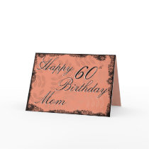 60th Happy Birthday Card - Peach Floral