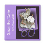 60th party Save the Date Magnet - white anthuriums