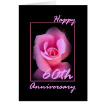 60th Wedding Anniversary Card with Pink Rosebud