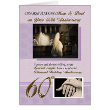 60th Wedding Anniversary, Mum & Dad Cards