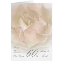 60th Wedding Anniversary Mum & Dad Ivory Rose Greeting Card