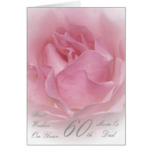 60th Wedding Anniversary Mum & Dad Pink Rose Cards
