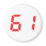 61 sixty-one red alarm clock digital number magnet