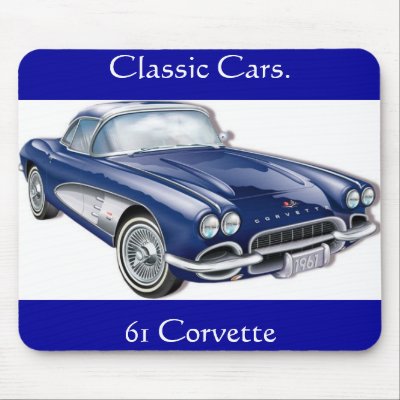 61CorvetteGlitzie, 61 Corvette, Classic Cars. Mouse Pads by liljulez