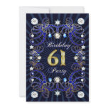 61st birthday party invite with masses of jewels
